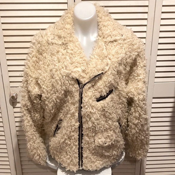 UNIF SHAGGY CREAM MOTO JACKET - Picture 13 of 13